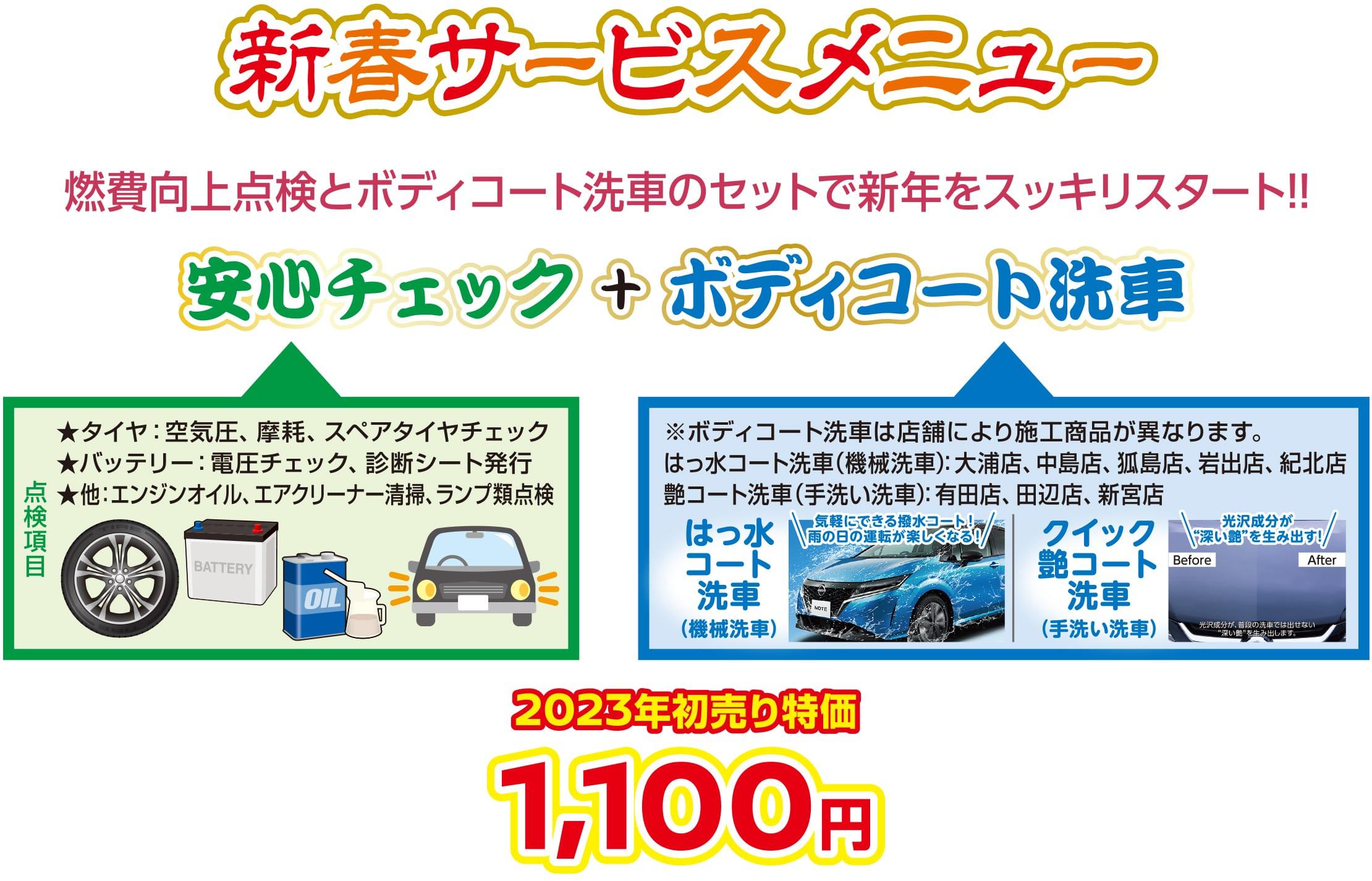 新春サービスメニュー（安心チェックとボディコート洗車）