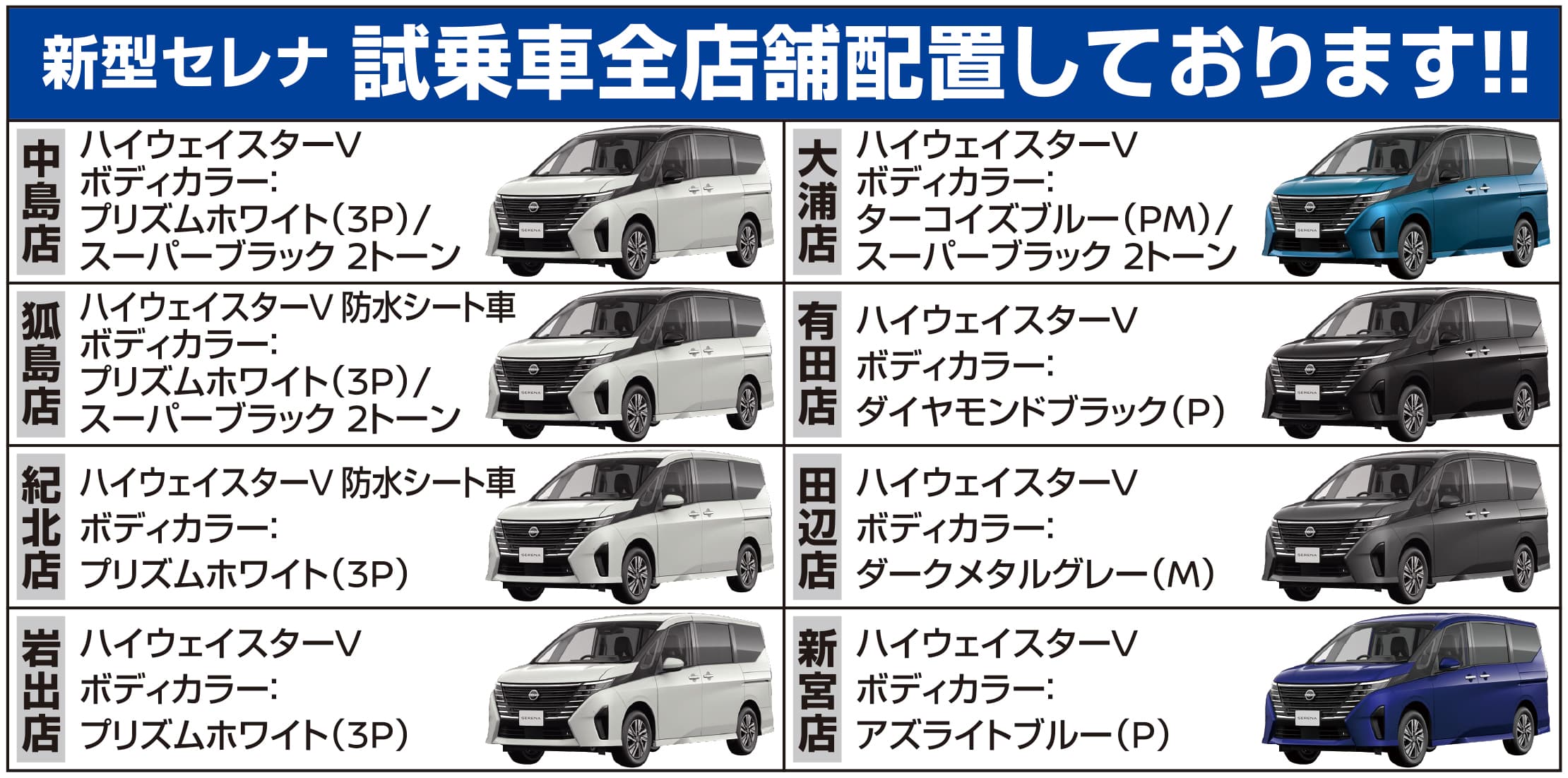 試乗車　全店舗に配置