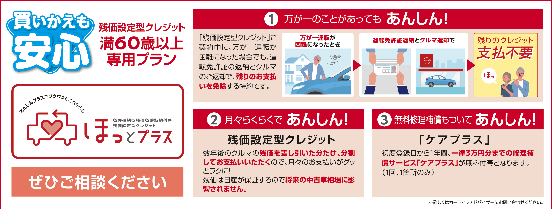 買いかえも安心・残価設定型クレジット「満60歳以上専用プラン」